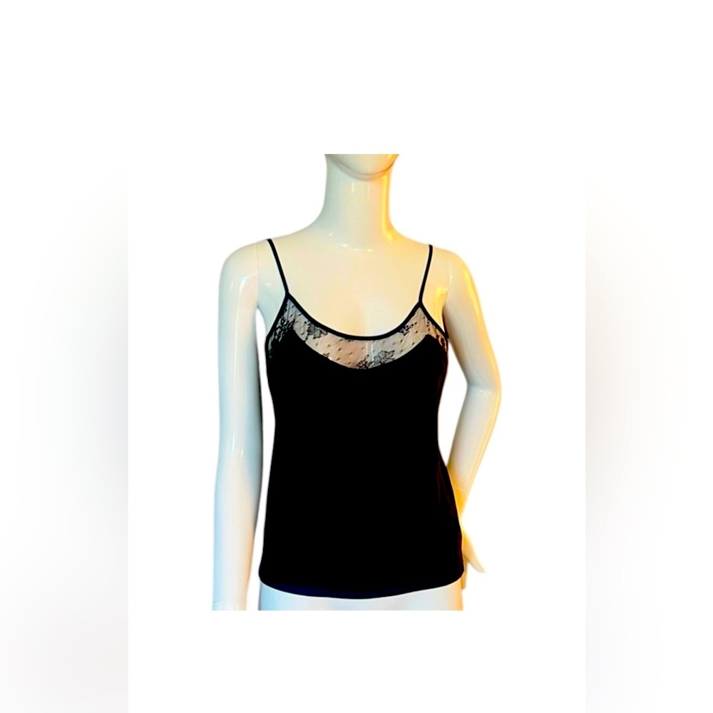 🖤𝐄𝐓𝐀𝐌 Black 100%SILK + lace Camisole